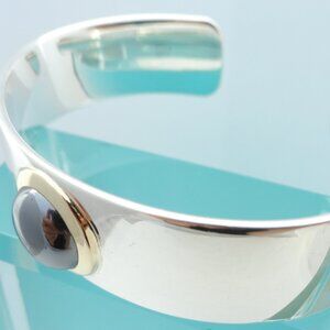 Tiffany & Co. Sterling Silver 18K Yellow Gold Hematite Accent Cuff Bracelet